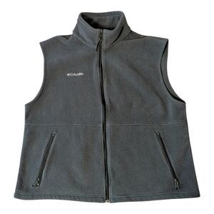 Columbia Dark Green* Fleece Zip Front Vest W Pockets Outdoor Men's XL